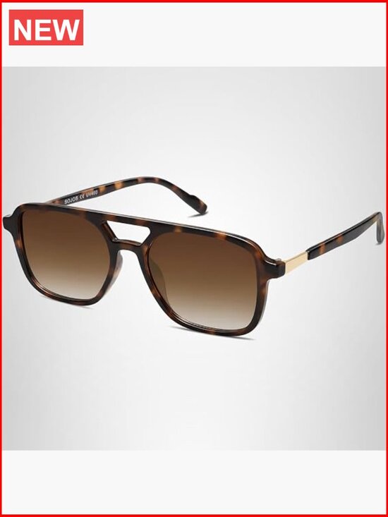 Retro Aviator Sunglasses Women Men Rectangular Shades UV400 Protection main image 2